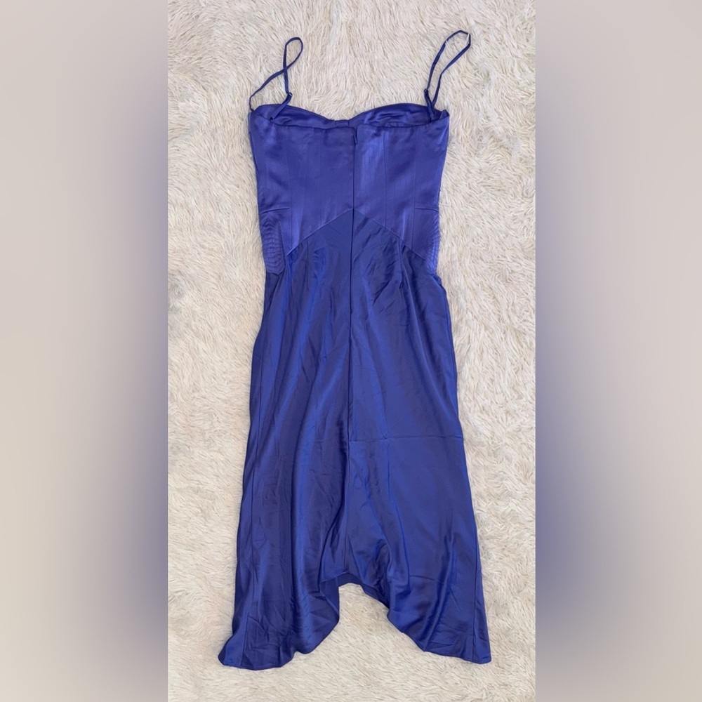NWOT HOUSE OF CB 'Imogen' Periwinkle Satin Corset Midi Dress sz M - Picture 4 of 7
